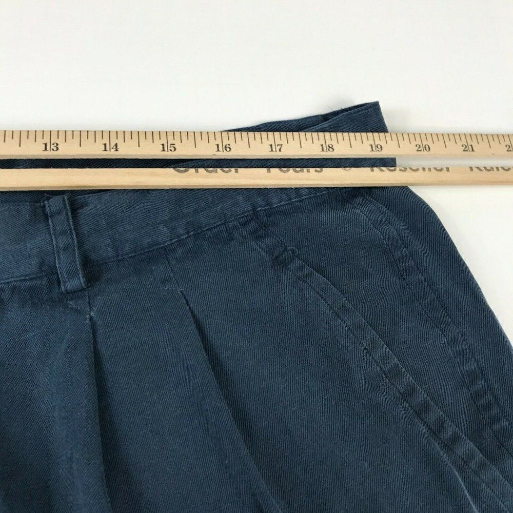 Bobby Chan Silk Blend Shorts Blue Pleated Front - Picture 8 of 11